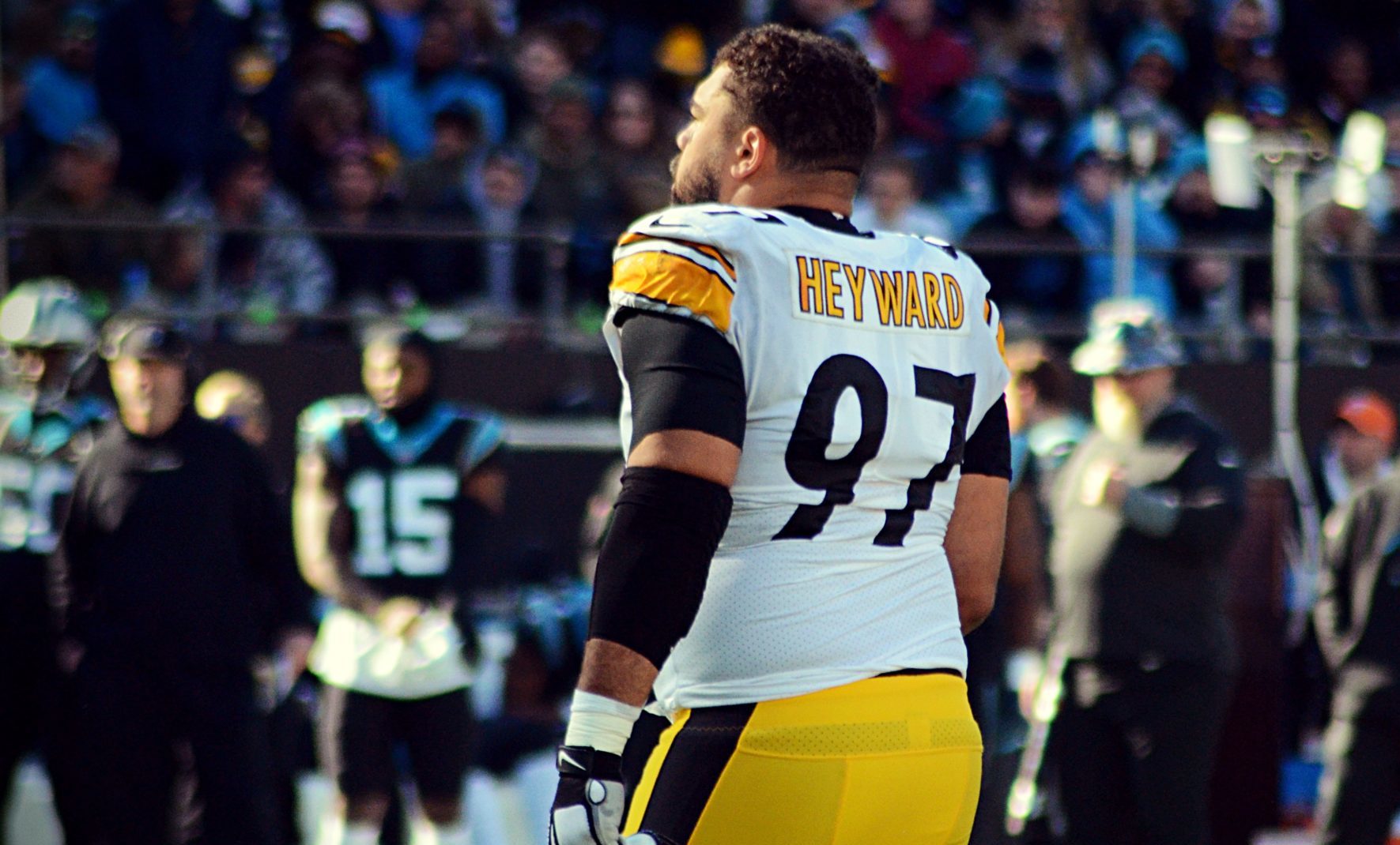 Cameron Heyward of the Pittsburgh Steelers looks on during the