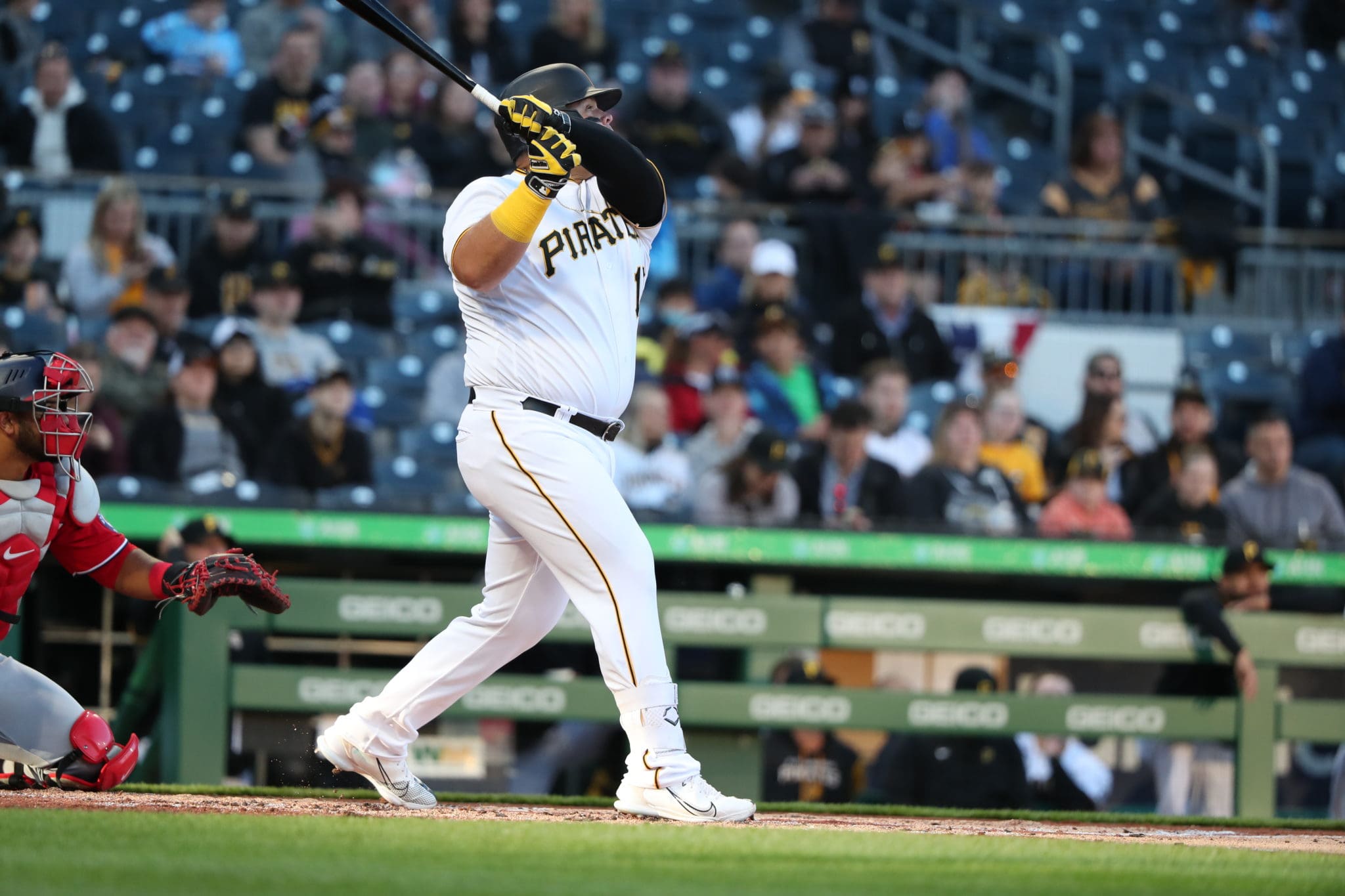 Pittsburgh Pirates designated hitter Daniel Vogelbach (19) in the